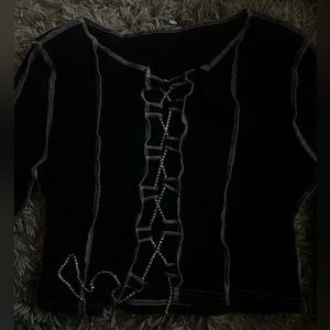 Black bling long sleeve top